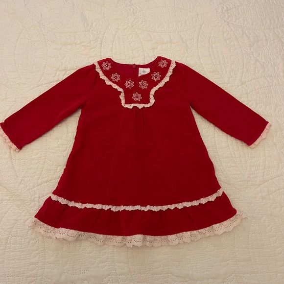 Hanna Andersson Corduroy Red Dress Snow Flake 100 - Picture 10 of 12